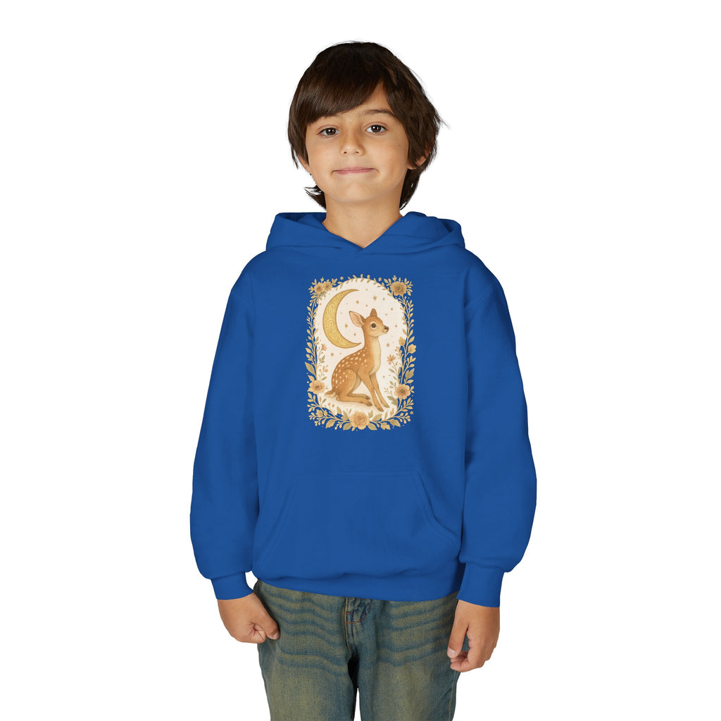 Youth Hoodie — Whimsical Deer Moon Graphic