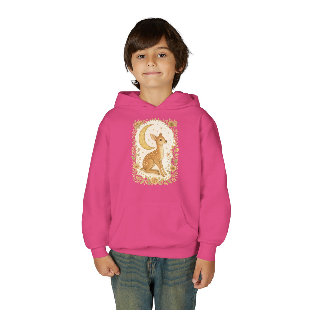 Youth Hoodie — Whimsical Deer Moon Graphic