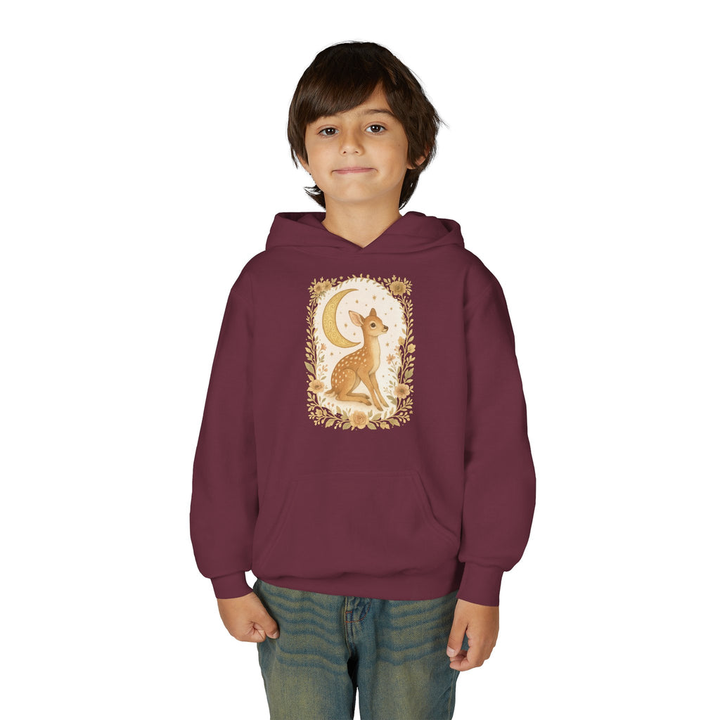 Youth Hoodie — Whimsical Deer Moon Graphic