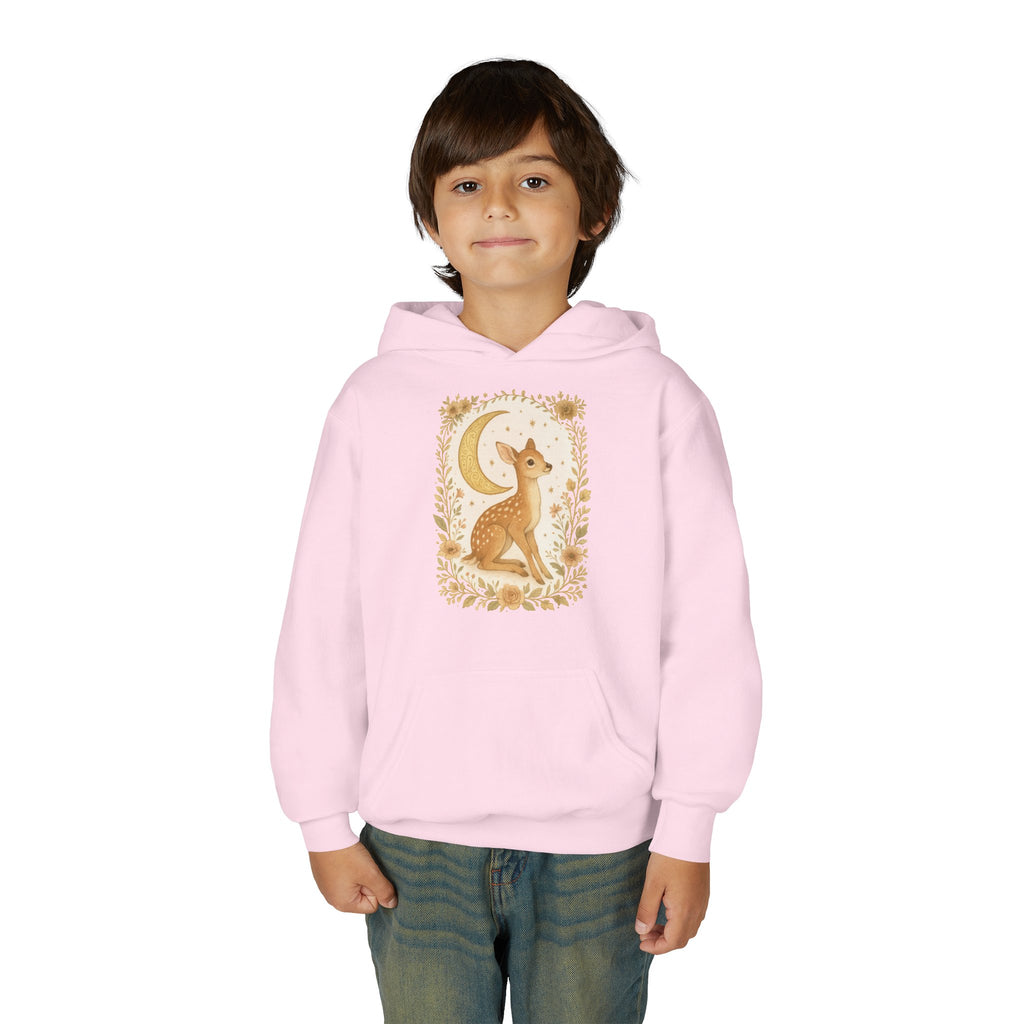 Youth Hoodie — Whimsical Deer Moon Graphic