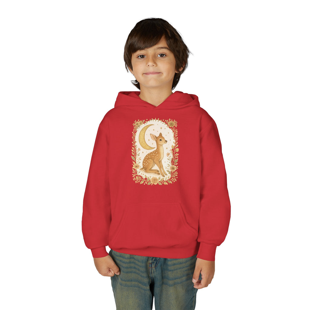 Youth Hoodie — Whimsical Deer Moon Graphic