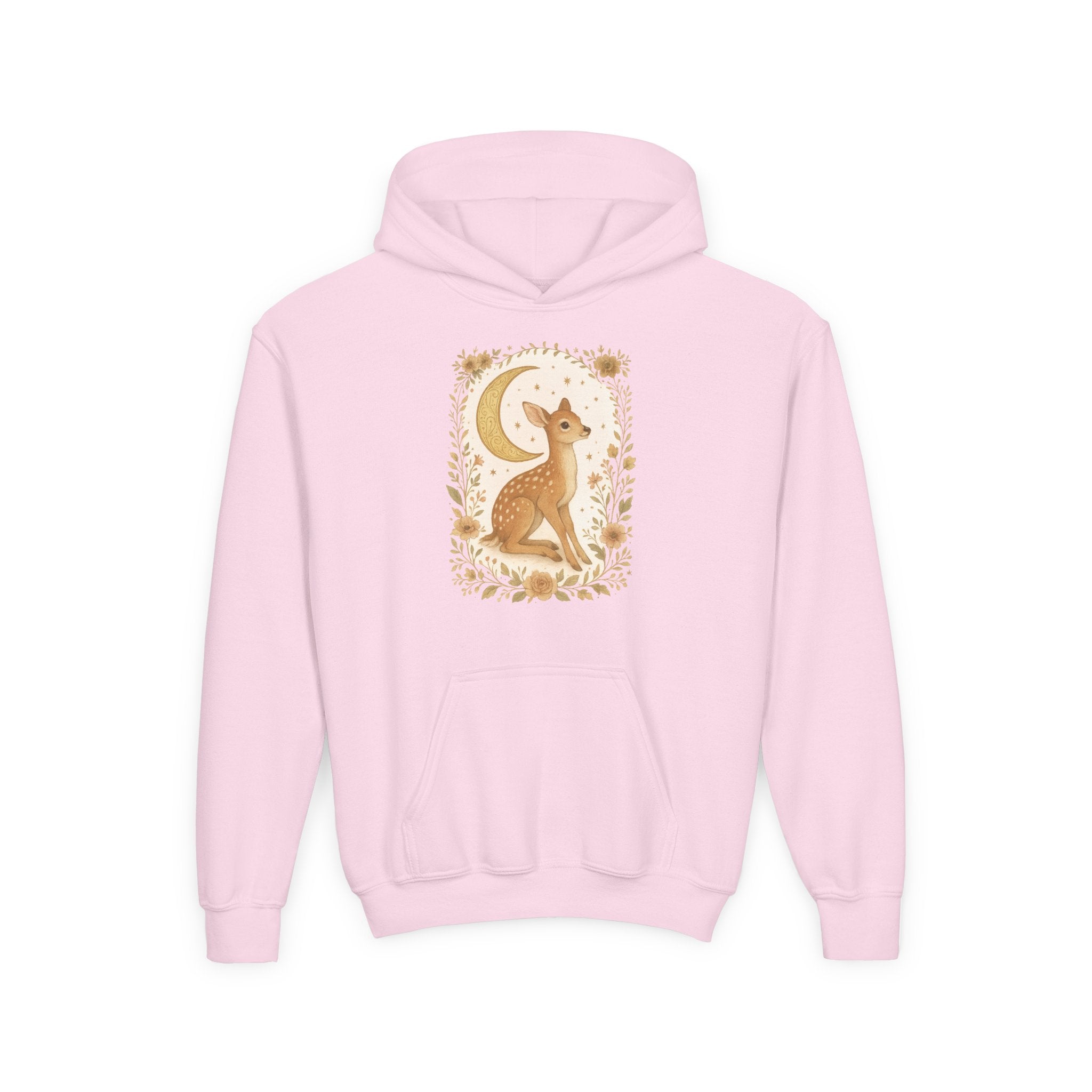 Youth Hoodie — Whimsical Deer Moon Graphic