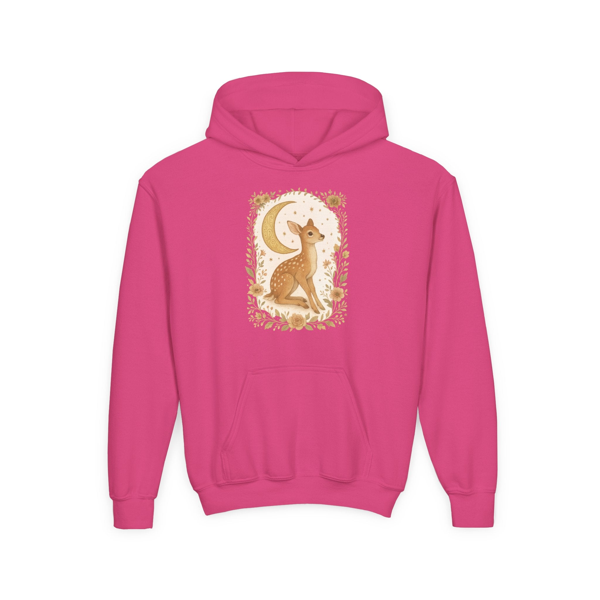 Youth Hoodie — Whimsical Deer Moon Graphic